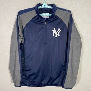 New York Yankees Pullover Mens 2XL Blue 1/4 Zip Sweater Carl Banks MLB Baseball